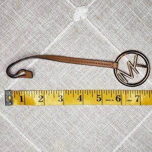 Michael Kors MK Bag Charm Replacement - Brown Leather & Gold Tone Metal